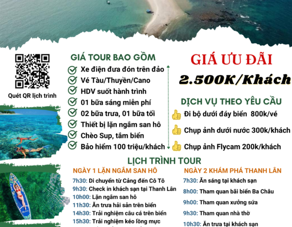 Tour 2N1Đ Khám phá thiên nhiên đảo Thanh Lân