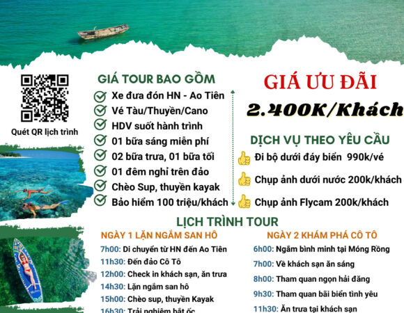 Tour 2 ngày 1 đêm Snorkeling Cô Tô